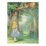 Alice und die Cheshire-Katze Postkarte