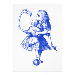 Alice und Flamingo schwärzten Blau mit Tinte Einladungskarte