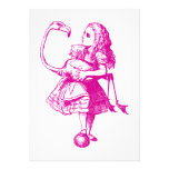 Alice und Flamingo schwärzten Rosa mit Tinte Individuelle Einladungskarten