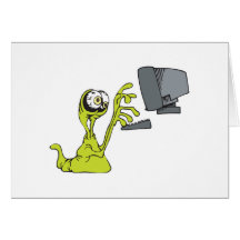 alien-Monster Blob des grünen Computers schreiben Karte