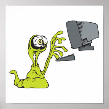 alien-Monster Blob des grünen Computers schreiben Posterdrucke