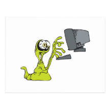 alien-Monster Blob des grünen Computers schreiben Postkarte