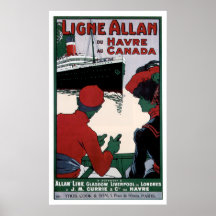 Allan-Linie - viktorianische Vintage Schiffs-Anzei Poster