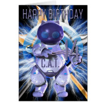 Alles Gute zum Geburtstag 14., Roboter-Katze, Tech Karten