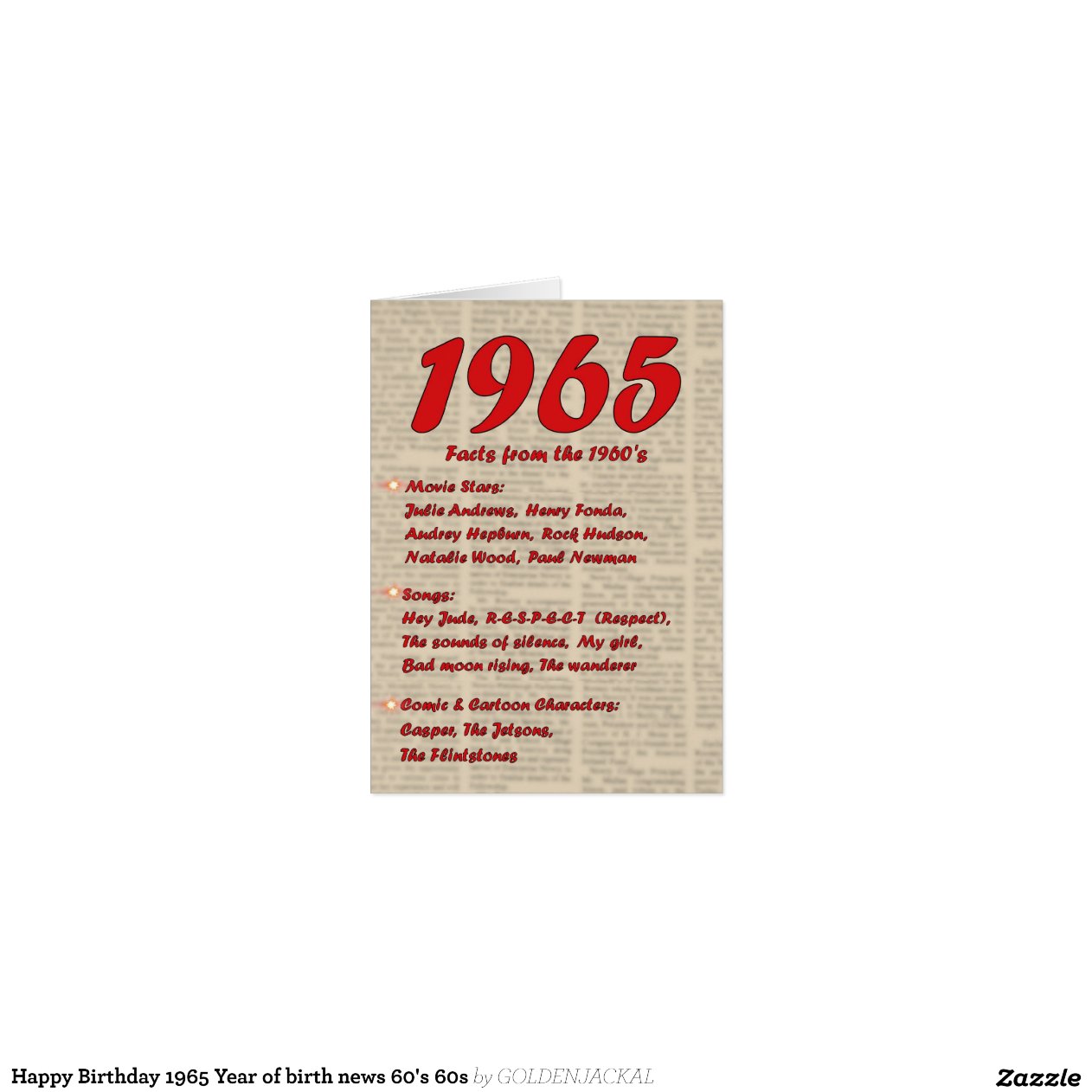 Alles Gute zum Geburtstag 1965 Geburtsjahr Nachric Karten Zazzle