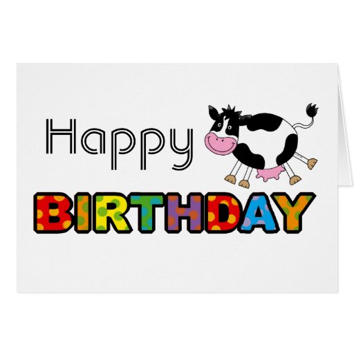 alles Gute zum Geburtstag der lustigen Kuh Grußkarte Zazzle