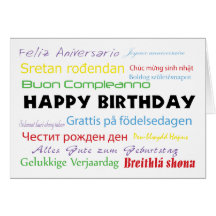Alles Gute zum Geburtstag in der viele Sprachenkar