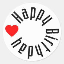 Alles Gute zum Geburtstag mit Herzen Aufkleber