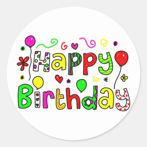 Alles Gute zum Geburtstag Runder Aufkleber Zazzle