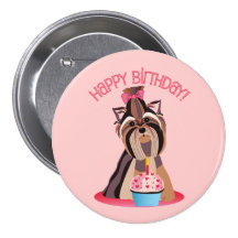 Alles Gute zum Geburtstag Yorkie Anstecknadelbuttons