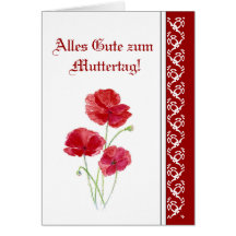 Alles Gute zum Muttertag rote PoppiesGarden Blumen Grußkarte
