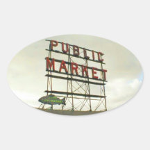 Allgemeiner Markt in Seattle, WA Ovaler Aufkleber