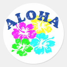 Aloha Vintag Runde Sticker