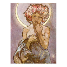 Alphones Mucha ~ der Mond 1902 Postkarte