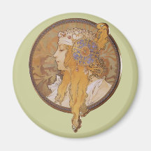 Alphonse Mucha ~ byzantinischer Kopf: Die Blondine Kühlschrankmagnet