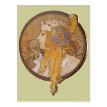 Alphonse Mucha ~ byzantinischer Kopf: Die Blondine Postkarte