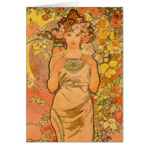 Alphonse Mucha die Rosen-Anmerkungs-Karte