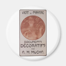 Alphonse Mucha ~ Kunst Nouveau ~ dokumentiert Deco Kühlschrankmagnet