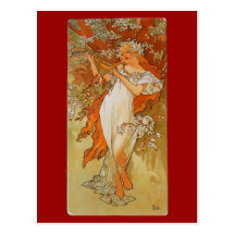 Alphonse Mucha - Kunst Nouveau - Frühling Postkarten