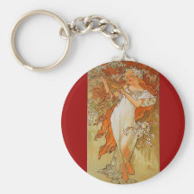 Alphonse Mucha - Kunst Nouveau - Frühling Schlüsselanhänger