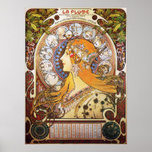 Alphonse Mucha. La-Feder/Tierkreis, 1896. Posterdruck