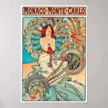 Alphonse Mucha Monaco, Monte Carlo, 1897 Plakatdrucke
