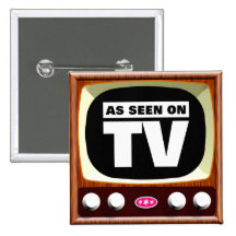 Als gesehenes im Fernsehen - Retro Fernsehen Anstecknadelbuttons