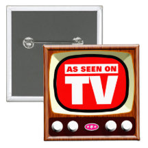 Als gesehenes im Fernsehen - Retro Fernsehen Buttons