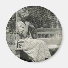 Alte Dame und ihre Katze Magnete