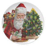 Alte Heilig-Nick-Weihnachtsgeschenk-keramische Pla Flache Teller