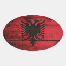 Alte hölzerne Albanien-Flagge Stickers