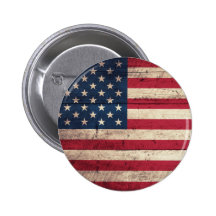 Alte hölzerne amerikanische Flagge Anstecknadel