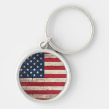 Alte hölzerne amerikanische Flagge Schlüsselband