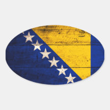 Alte hölzerne Bosnien-Flagge Aufkleber