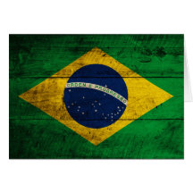 Alte hölzerne Brasilien-Flagge Grußkarte