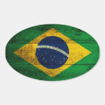 Alte hölzerne Brasilien-Flagge aufkleber