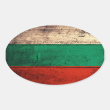 Alte hölzerne Bulgarien-Flagge Ovaler Aufkleber