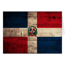 Alte hölzerne Dominikanische Republik-Flagge Grußkarten