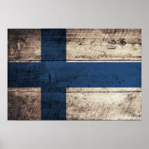 Alte hölzerne Finnland-Flagge Posterdruck