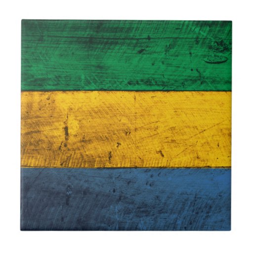 Alte hölzerne Gabun-Flagge Kacheln