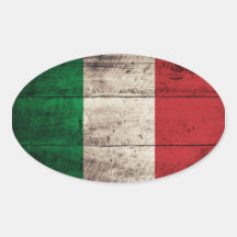 Alte hölzerne Italien-Flagge Ovaler Aufkleber