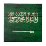 Alte hölzerne Saudi-Arabien Flagge; Fliesen