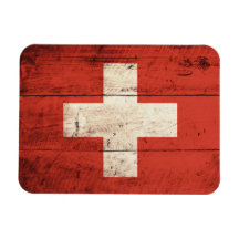 Alte hölzerne Schweizer Flagge Magnet