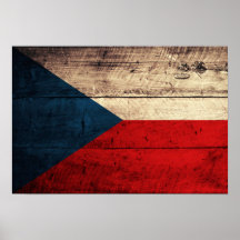 Alte hölzerne tschechische Flagge Plakatdrucke