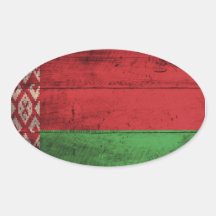 Alte hölzerne Weißrussland-Flagge Aufkleber