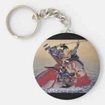 Alte japanische Malerei eines Samurais Schlüsselbänder