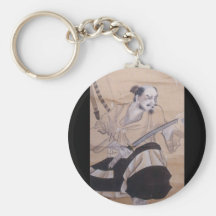 Alte japanische Samurai-Malerei Schlüsselbänder