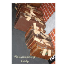 Alte lederne Kofferhousewarming-Einladung