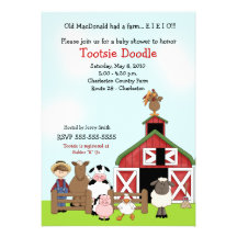 Alte MacDonald EIEIO Bauernhofbarnyard-Babyparty Individuelle Einladungen
