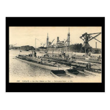 Alte Postkarte - Calais, Unterseeboote